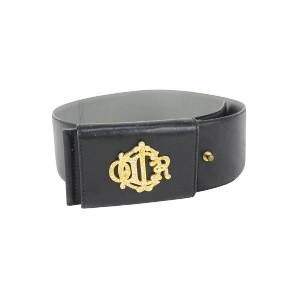 Dior Black x Gold Crystal Initials Belt 33da722